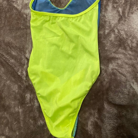 Bartender one piece halter lime green and sky blue - Picture 2 of 3